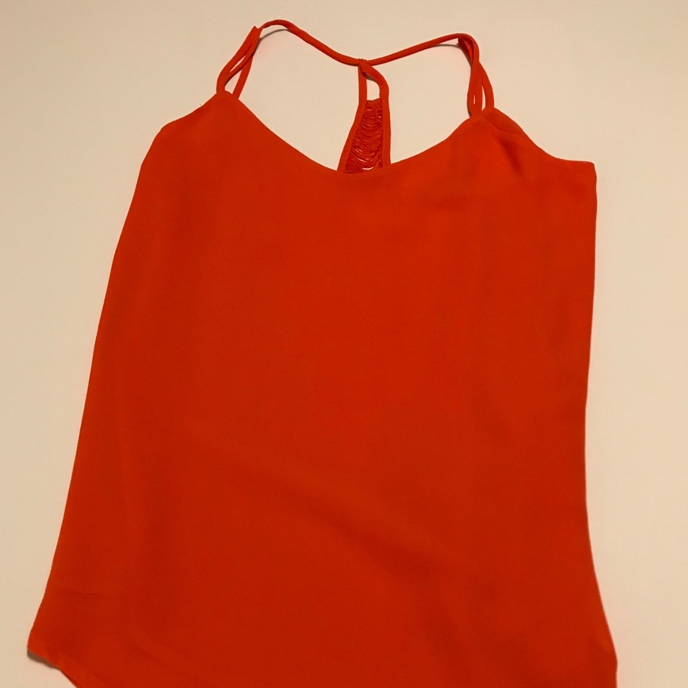 Orange chiffon tank with back detail